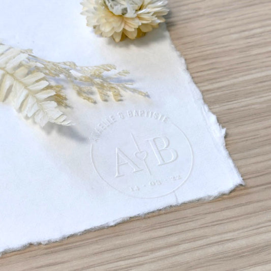 Heart-shaped dry stamp with initials