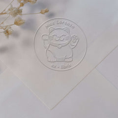 Lucky Cat Bookplate Embossing