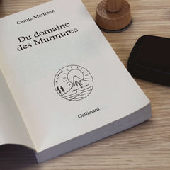 Ex-libris stamp of a snowy mountain