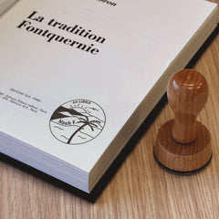 Ex-libris stamp, desert oasis