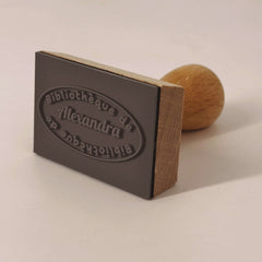 Oval library bookplate stamp