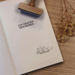 Cat bookcase stamp