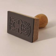 Geometric owl bookplate stamp