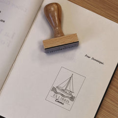 Ex-libris stamp - cat with sail