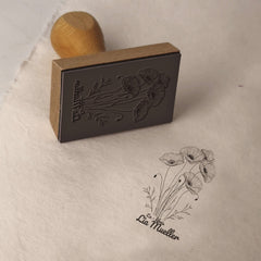 Ex-libris stamp with 5 flowers