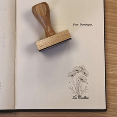 Ex-libris stamp with 5 flowers