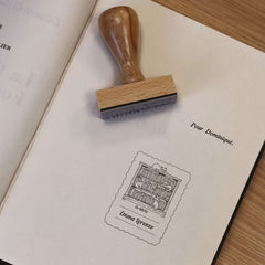 Library cat bookplate stamp