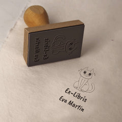 Soft cat bookplate stamp