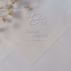 Wedding embossing with initials and names