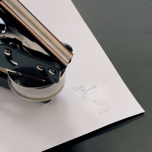 Wedding embosser with outstretched hands