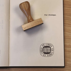 Ex-libris stamp with Gothic initials