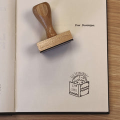 Ex-libris stamp, reader, open book