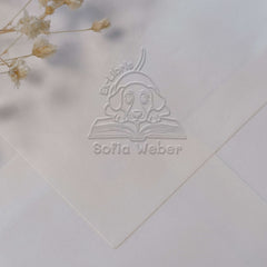 Bookplate dog on book