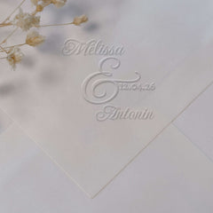 Wedding embosser with names and date